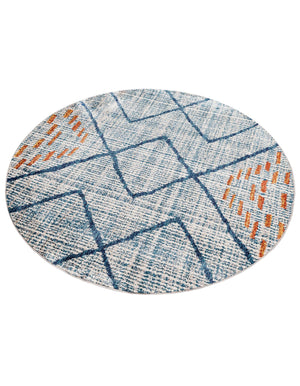 Blue 5' 3 x 5' 3 Aramis Round Area Rug Polypropylene With Cotton Backing Easy Clean Living Room Bedroom Dining Office Carpet for Sale at Rug Engine