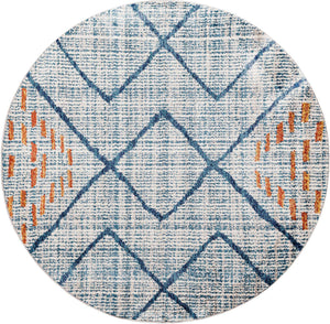 Blue 5' 3 x 5' 3 Aramis Round Area Rug Polypropylene With Cotton Backing Easy Clean Living Room Bedroom Dining Office Carpet for Sale at Rug Engine