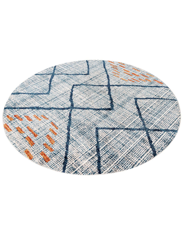 Blue 7' x 7' Aramis Round Area Rug Polypropylene With Cotton Backing Easy Clean Living Room Bedroom Dining Office Carpet for Sale at Rug Engine