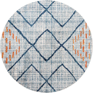 Blue 7' x 7' Aramis Round Area Rug Polypropylene With Cotton Backing Easy Clean Living Room Bedroom Dining Office Carpet for Sale at Rug Engine