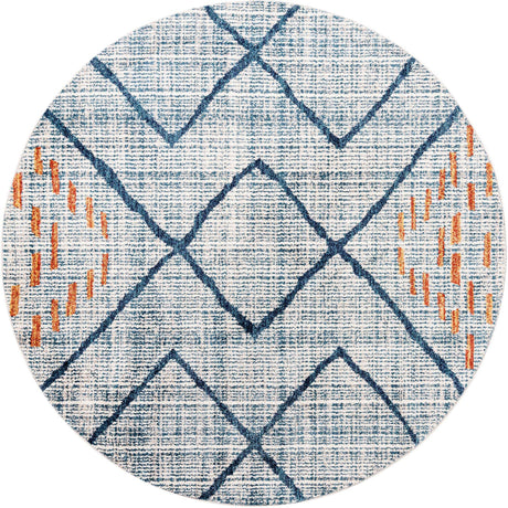 Blue 7' x 7' Aramis Round Area Rug Polypropylene With Cotton Backing Easy Clean Living Room Bedroom Dining Office Carpet for Sale at Rug Engine
