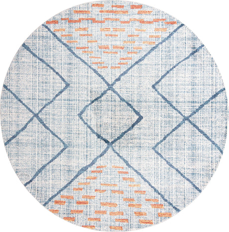 Blue 10' x 10' Aramis Round Area Rug Polypropylene With Cotton Backing Easy Clean Living Room Bedroom Dining Office Carpet for Sale at Rug Engine