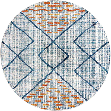 Blue 10' x 10' Aramis Round Area Rug Polypropylene With Cotton Backing Easy Clean Living Room Bedroom Dining Office Carpet for Sale at Rug Engine