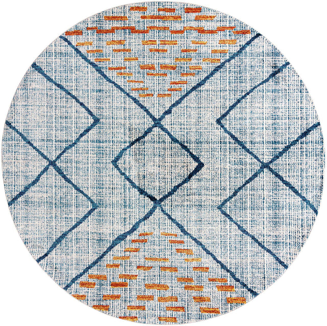 Blue 10' x 10' Aramis Round Area Rug Polypropylene With Cotton Backing Easy Clean Living Room Bedroom Dining Office Carpet for Sale at Rug Engine