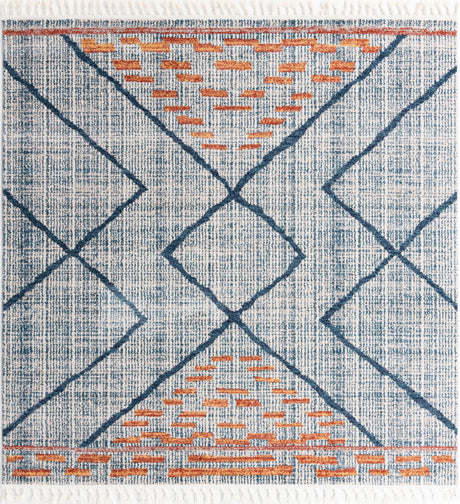 Blue 8' x 8' Aramis Square Area Rug Polypropylene With Cotton Backing Easy Clean Living Room Bedroom Dining Office Carpet for Sale at Rug Engine