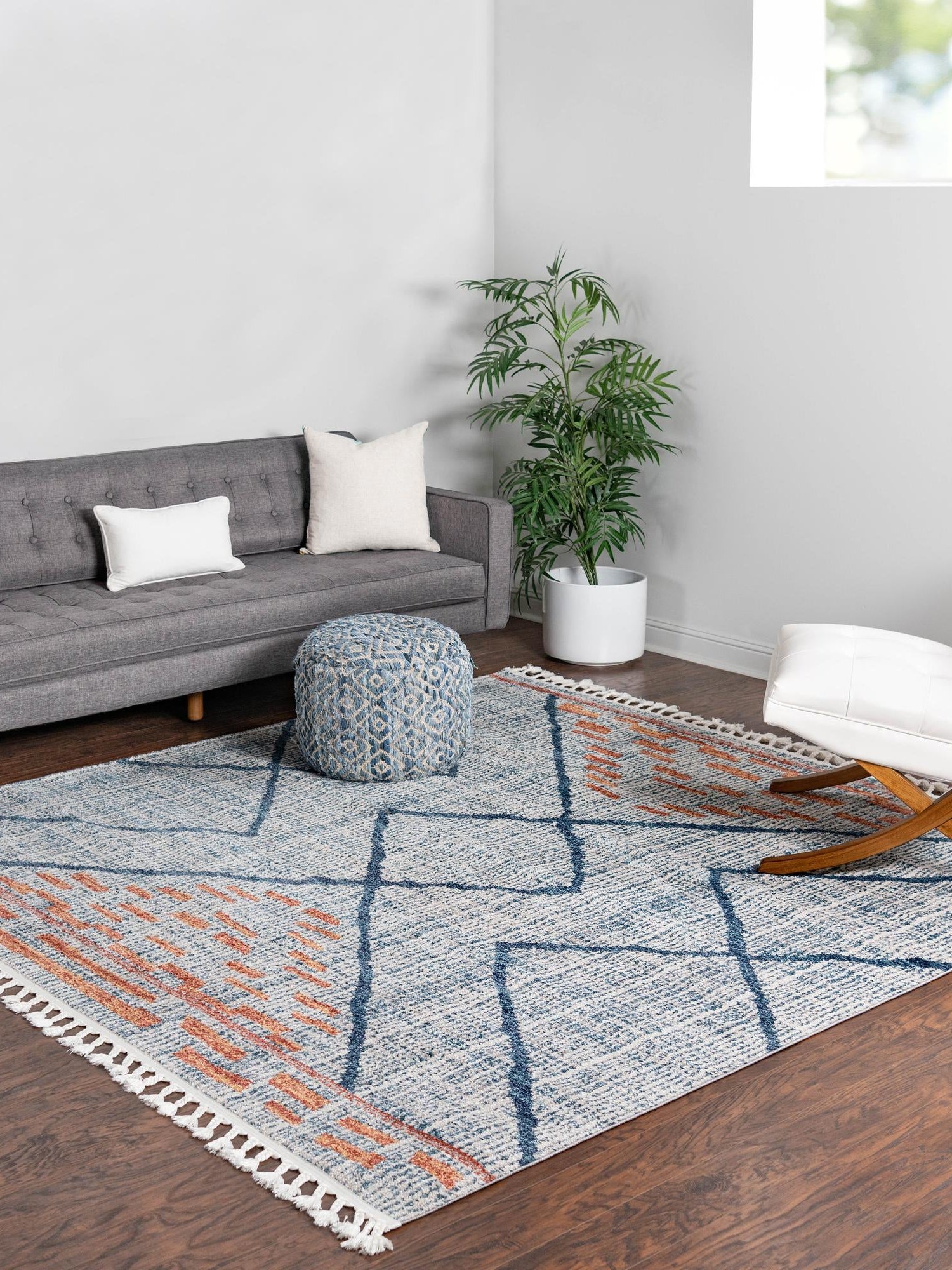 Blue 8' x 8' Aramis Square Area Rug Polypropylene With Cotton Backing Easy Clean Living Room Bedroom Dining Office Carpet for Sale at Rug Engine