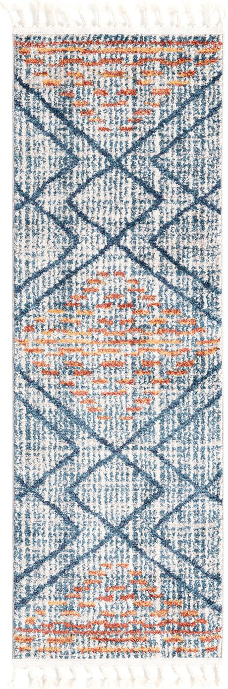 Blue 2' x 6' Aramis Runner Area Rug Polypropylene With Cotton Backing Easy Clean Living Room Bedroom Dining Office Carpet for Sale at Rug Engine