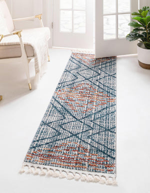 Blue 2' 7 x 13' Aramis Runner Area Rug Polypropylene With Cotton Backing Easy Clean Living Room Bedroom Dining Office Carpet for Sale at Rug Engine