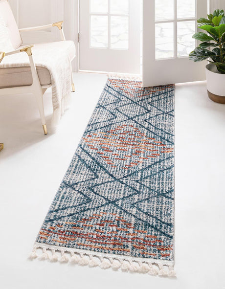 Blue 2' x 6' Aramis Runner Area Rug Polypropylene With Cotton Backing Easy Clean Living Room Bedroom Dining Office Carpet for Sale at Rug Engine