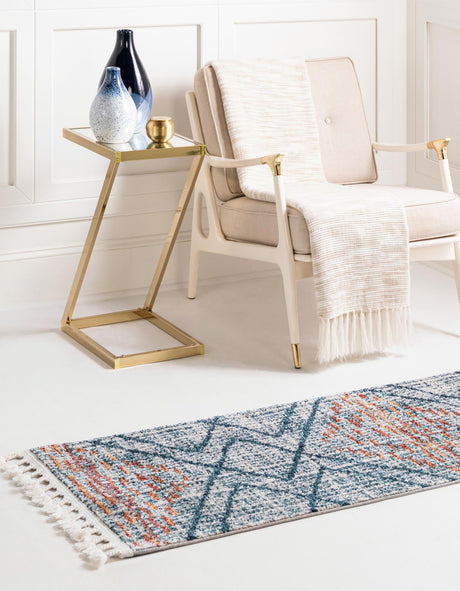 Blue 2' x 8' Aramis Runner Area Rug Polypropylene With Cotton Backing Easy Clean Living Room Bedroom Dining Office Carpet for Sale at Rug Engine