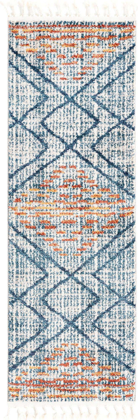 Blue 2' x 6' Aramis Runner Area Rug Polypropylene With Cotton Backing Easy Clean Living Room Bedroom Dining Office Carpet for Sale at Rug Engine