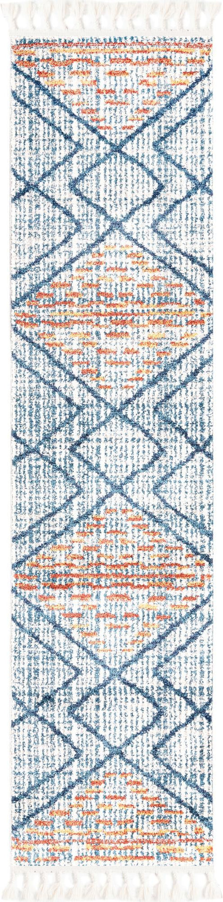 Blue 2' x 8' Aramis Runner Area Rug Polypropylene With Cotton Backing Easy Clean Living Room Bedroom Dining Office Carpet for Sale at Rug Engine