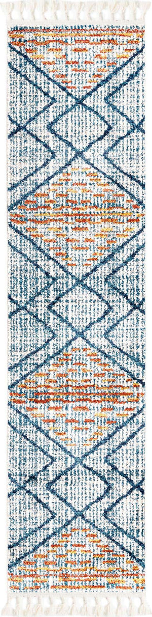 Blue 2' x 8' Aramis Runner Area Rug Polypropylene With Cotton Backing Easy Clean Living Room Bedroom Dining Office Carpet for Sale at Rug Engine