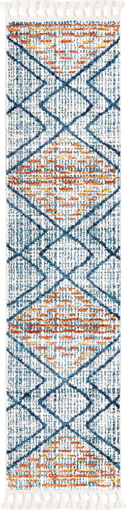 Blue 2' x 8' Aramis Runner Area Rug Polypropylene With Cotton Backing Easy Clean Living Room Bedroom Dining Office Carpet for Sale at Rug Engine
