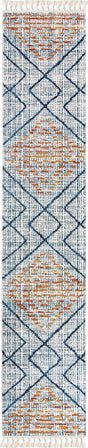 Blue 2' 7 x 13' Aramis Runner Area Rug Polypropylene With Cotton Backing Easy Clean Living Room Bedroom Dining Office Carpet for Sale at Rug Engine