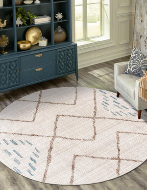 Ivory 3' 3 x 3' 3 Aramis Round Area Rug Polypropylene With Cotton Backing Easy Clean Living Room Bedroom Dining Office Carpet for Sale at Rug Engine