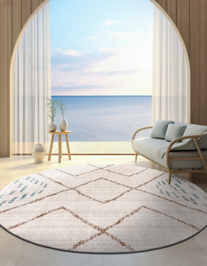 Ivory 3' 3 x 3' 3 Aramis Round Area Rug Polypropylene With Cotton Backing Easy Clean Living Room Bedroom Dining Office Carpet for Sale at Rug Engine