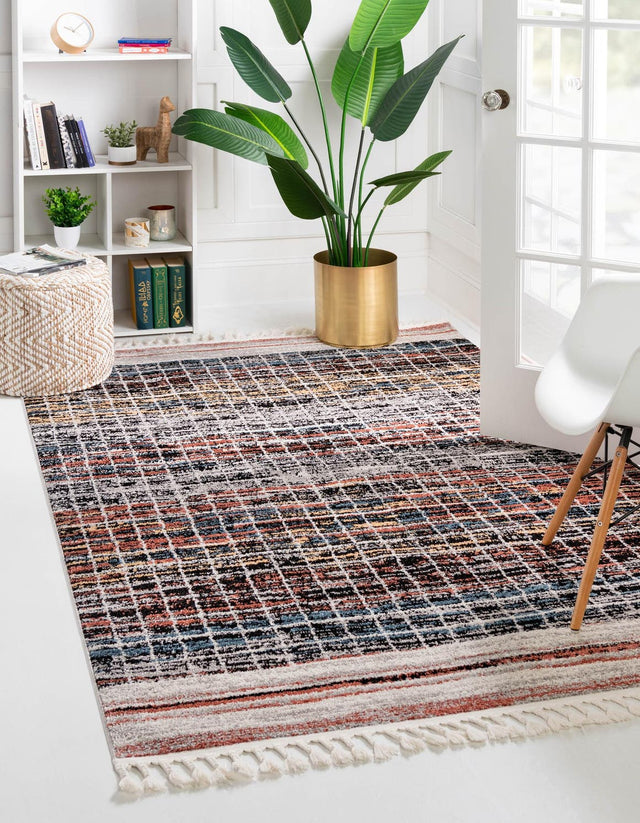 Multicolor 7' 10 x 10' Aramis Rectangle Area Rug Polypropylene With Cotton Backing Easy Clean Living Room Bedroom Dining Office Carpet for Sale at Rug Engine