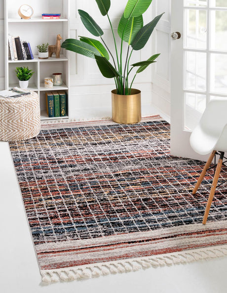Multicolor 9' x 12' Aramis Rectangle Area Rug Polypropylene With Cotton Backing Easy Clean Living Room Bedroom Dining Office Carpet for Sale at Rug Engine