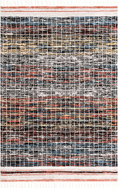 Multicolor 6' x 9' Aramis Rectangle Area Rug Polypropylene With Cotton Backing Easy Clean Living Room Bedroom Dining Office Carpet for Sale at Rug Engine