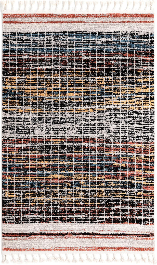 Multicolor 4' x 6' Aramis Rectangle Area Rug Polypropylene With Cotton Backing Easy Clean Living Room Bedroom Dining Office Carpet for Sale at Rug Engine