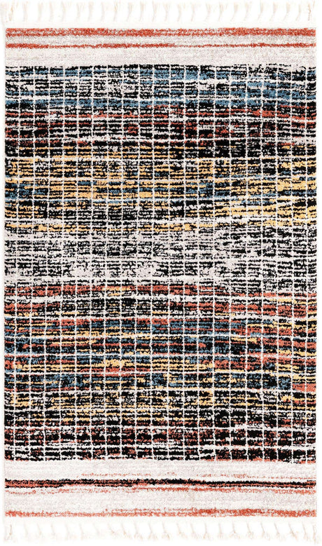 Multicolor 4' x 6' Aramis Rectangle Area Rug Polypropylene With Cotton Backing Easy Clean Living Room Bedroom Dining Office Carpet for Sale at Rug Engine