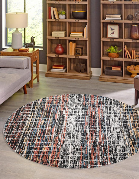 Multicolor 5' 3 x 5' 3 Aramis Round Area Rug Polypropylene With Cotton Backing Easy Clean Living Room Bedroom Dining Office Carpet for Sale at Rug Engine