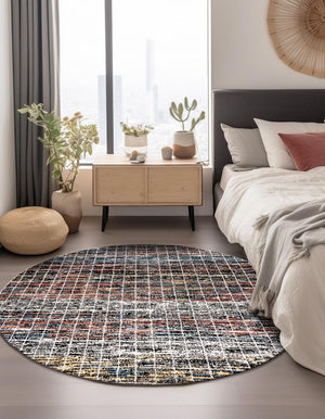 Multicolor 10' x 10' Aramis Round Area Rug Polypropylene With Cotton Backing Easy Clean Living Room Bedroom Dining Office Carpet for Sale at Rug Engine