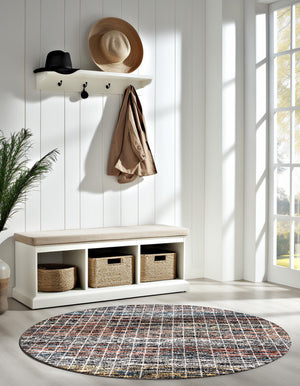 Multicolor 5' 3 x 5' 3 Aramis Round Area Rug Polypropylene With Cotton Backing Easy Clean Living Room Bedroom Dining Office Carpet for Sale at Rug Engine