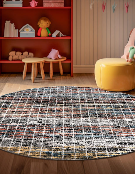 Multicolor 10' x 10' Aramis Round Area Rug Polypropylene With Cotton Backing Easy Clean Living Room Bedroom Dining Office Carpet for Sale at Rug Engine