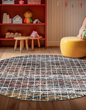 Multicolor 5' 3 x 5' 3 Aramis Round Area Rug Polypropylene With Cotton Backing Easy Clean Living Room Bedroom Dining Office Carpet for Sale at Rug Engine
