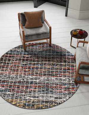 Multicolor 5' 3 x 5' 3 Aramis Round Area Rug Polypropylene With Cotton Backing Easy Clean Living Room Bedroom Dining Office Carpet for Sale at Rug Engine