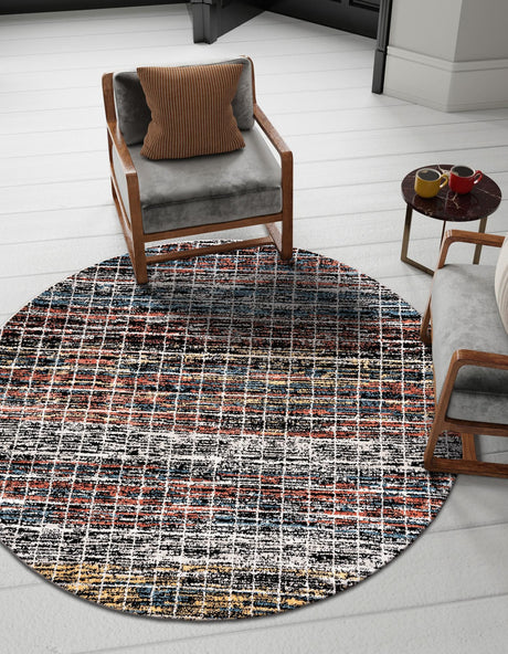 Multicolor 5' 3 x 5' 3 Aramis Round Area Rug Polypropylene With Cotton Backing Easy Clean Living Room Bedroom Dining Office Carpet for Sale at Rug Engine
