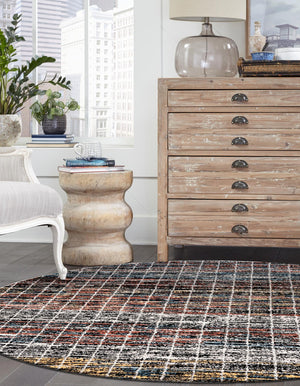 Multicolor 5' 3 x 5' 3 Aramis Round Area Rug Polypropylene With Cotton Backing Easy Clean Living Room Bedroom Dining Office Carpet for Sale at Rug Engine