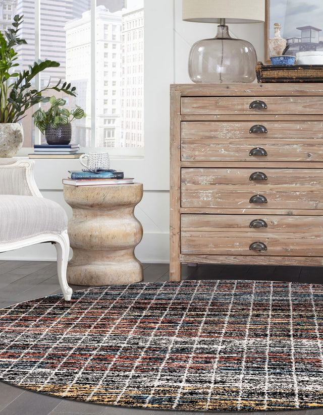 Multicolor 5' 3 x 5' 3 Aramis Round Area Rug Polypropylene With Cotton Backing Easy Clean Living Room Bedroom Dining Office Carpet for Sale at Rug Engine