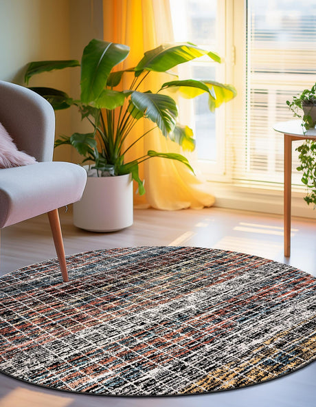 Multicolor 10' x 10' Aramis Round Area Rug Polypropylene With Cotton Backing Easy Clean Living Room Bedroom Dining Office Carpet for Sale at Rug Engine