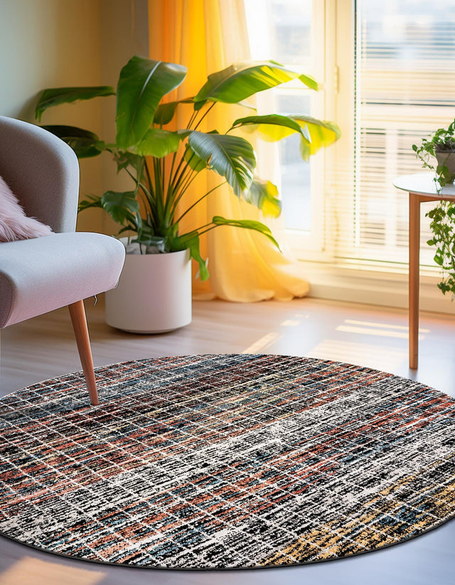Multicolor 3' 3 x 3' 3 Aramis Round Area Rug Polypropylene With Cotton Backing Easy Clean Living Room Bedroom Dining Office Carpet for Sale at Rug Engine