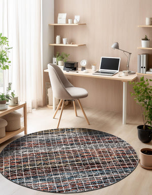 Multicolor 10' x 10' Aramis Round Area Rug Polypropylene With Cotton Backing Easy Clean Living Room Bedroom Dining Office Carpet for Sale at Rug Engine