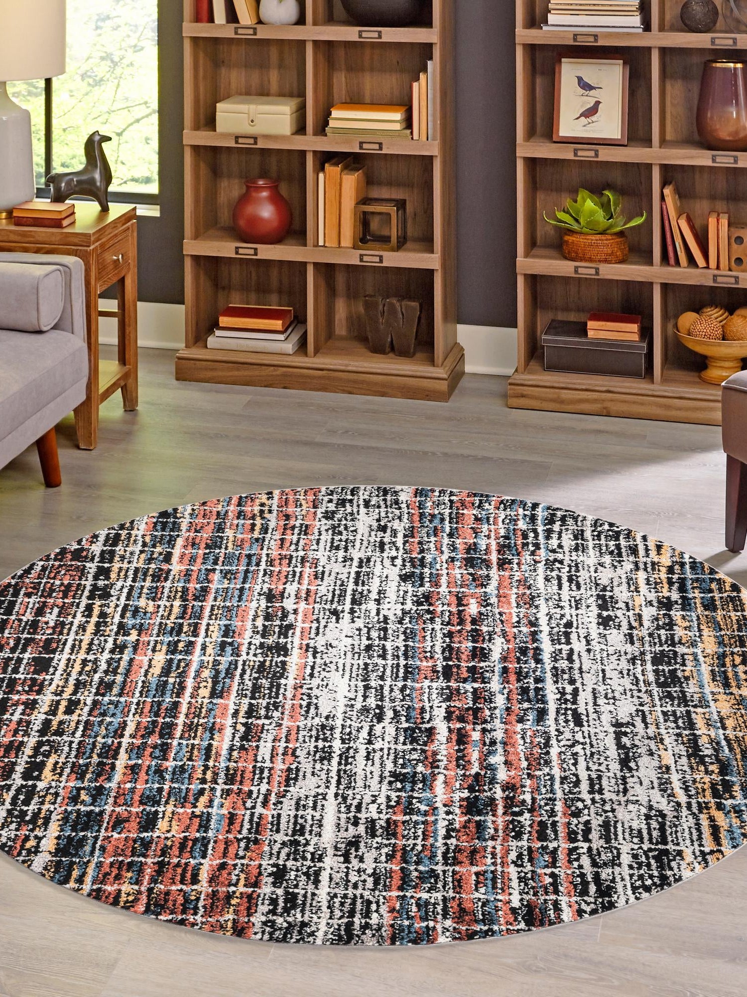 Multicolor 3' 3 x 3' 3 Aramis Round Area Rug Polypropylene With Cotton Backing Easy Clean Living Room Bedroom Dining Office Carpet for Sale at Rug Engine