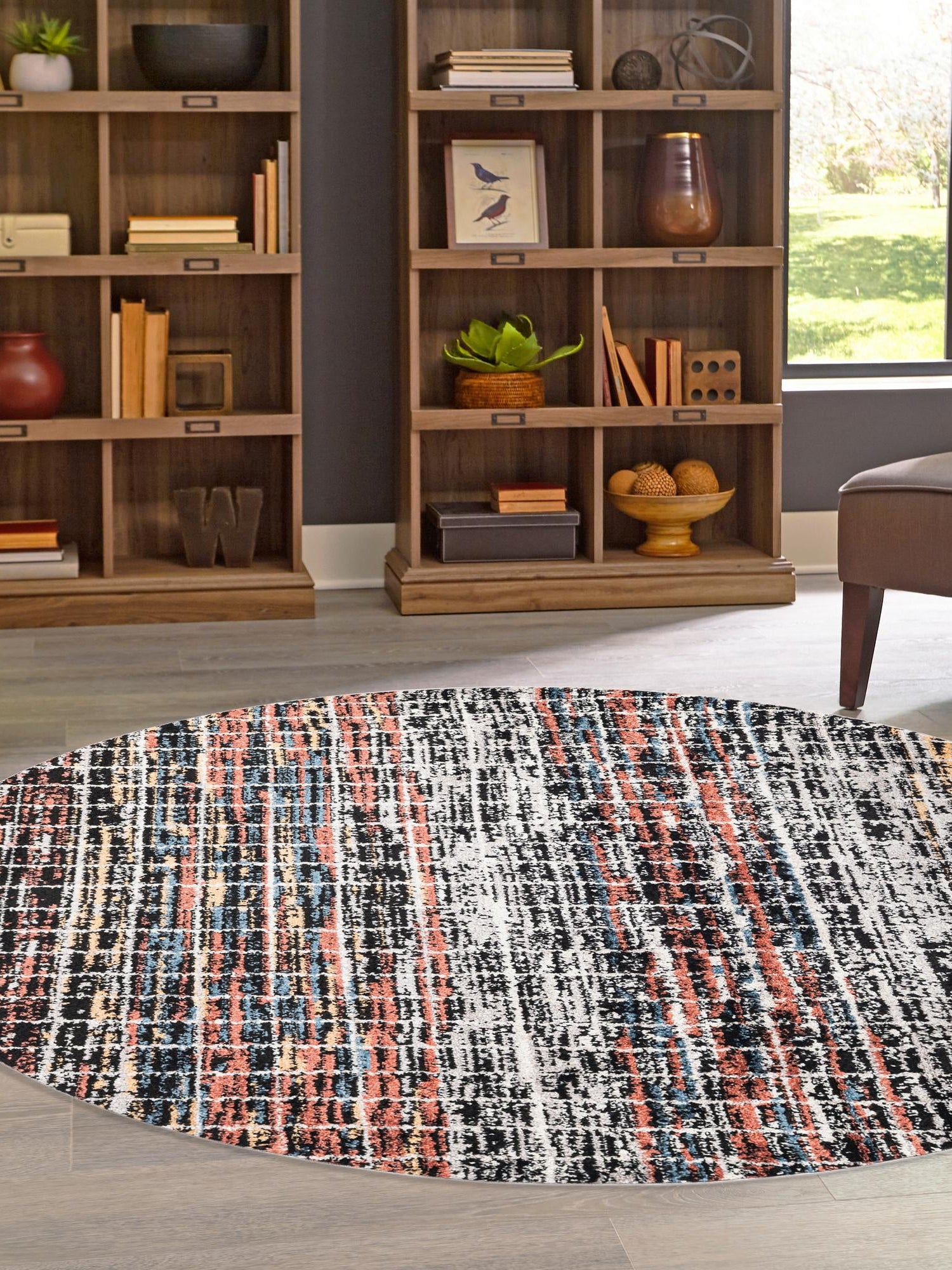 Multicolor 3' 3 x 3' 3 Aramis Round Area Rug Polypropylene With Cotton Backing Easy Clean Living Room Bedroom Dining Office Carpet for Sale at Rug Engine