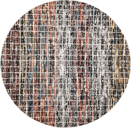 Multicolor 5' 3 x 5' 3 Aramis Round Area Rug Polypropylene With Cotton Backing Easy Clean Living Room Bedroom Dining Office Carpet for Sale at Rug Engine