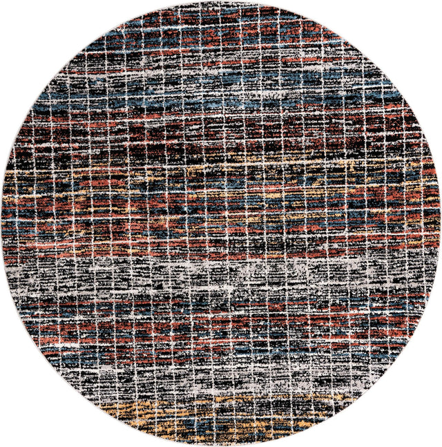 Multicolor 7' x 7' Aramis Round Area Rug Polypropylene With Cotton Backing Easy Clean Living Room Bedroom Dining Office Carpet for Sale at Rug Engine