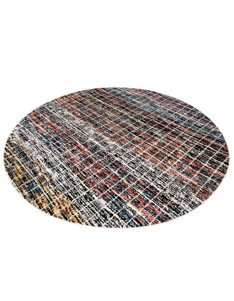 Multicolor 7' x 7' Aramis Round Area Rug Polypropylene With Cotton Backing Easy Clean Living Room Bedroom Dining Office Carpet for Sale at Rug Engine