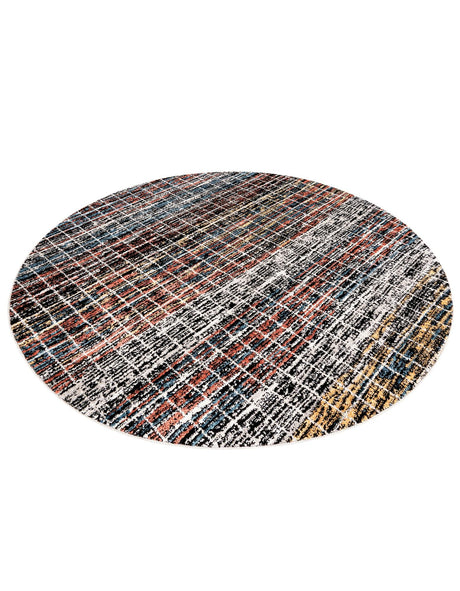 Multicolor 7' x 7' Aramis Round Area Rug Polypropylene With Cotton Backing Easy Clean Living Room Bedroom Dining Office Carpet for Sale at Rug Engine
