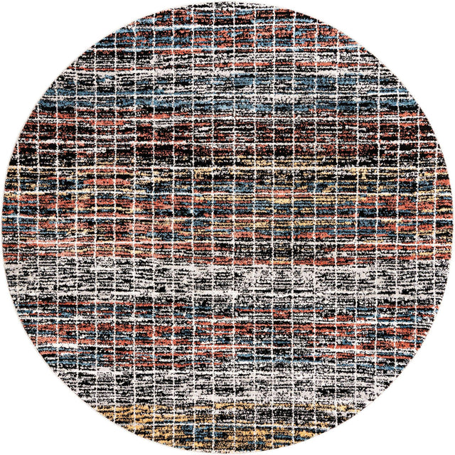 Multicolor 7' x 7' Aramis Round Area Rug Polypropylene With Cotton Backing Easy Clean Living Room Bedroom Dining Office Carpet for Sale at Rug Engine