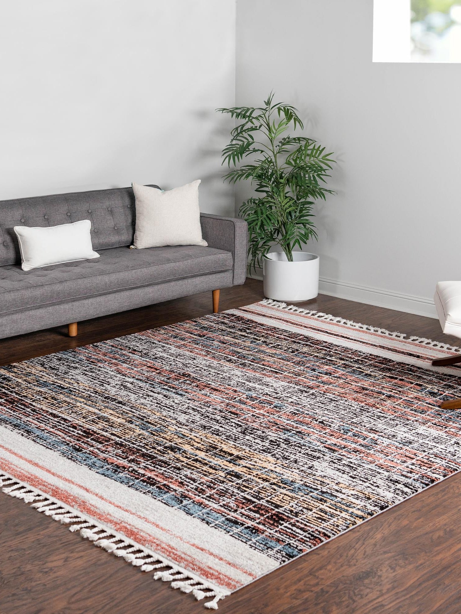 Multicolor 7' 10 x 7' 10 Aramis Square Area Rug Polypropylene With Cotton Backing Easy Clean Living Room Bedroom Dining Office Carpet for Sale at Rug Engine
