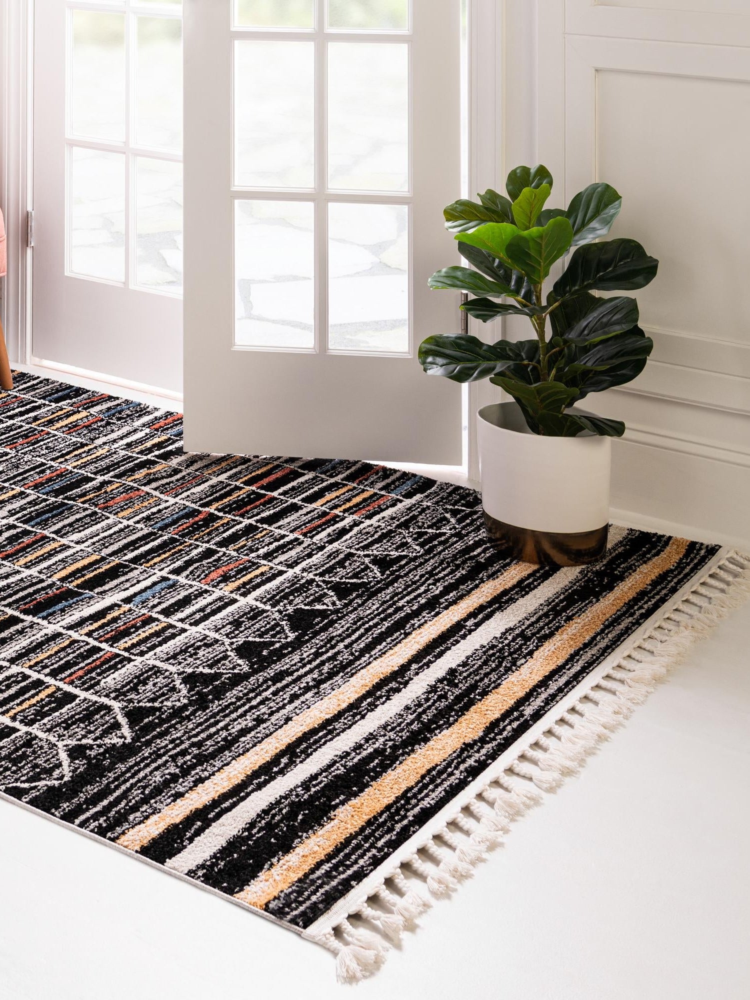 Multicolor 6' x 9' Aramis Rectangle Area Rug Polypropylene With Cotton Backing Easy Clean Living Room Bedroom Dining Office Carpet for Sale at Rug Engine