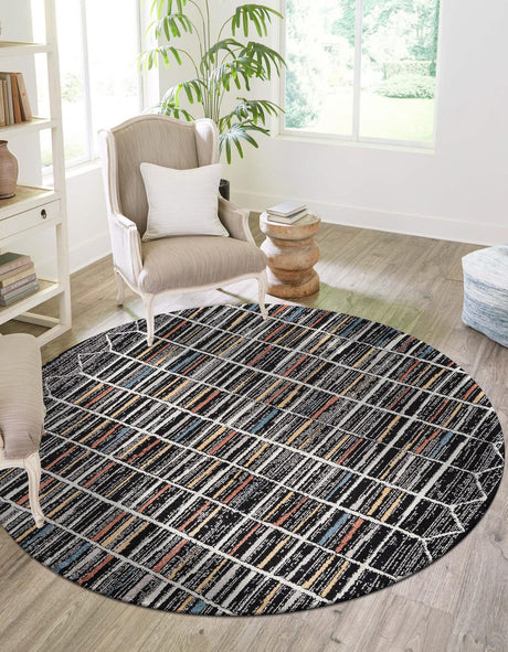 Multicolor 10' x 10' Aramis Round Area Rug Polypropylene With Cotton Backing Easy Clean Living Room Bedroom Dining Office Carpet for Sale at Rug Engine