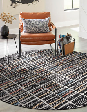 Multicolor 5' 3 x 5' 3 Aramis Round Area Rug Polypropylene With Cotton Backing Easy Clean Living Room Bedroom Dining Office Carpet for Sale at Rug Engine