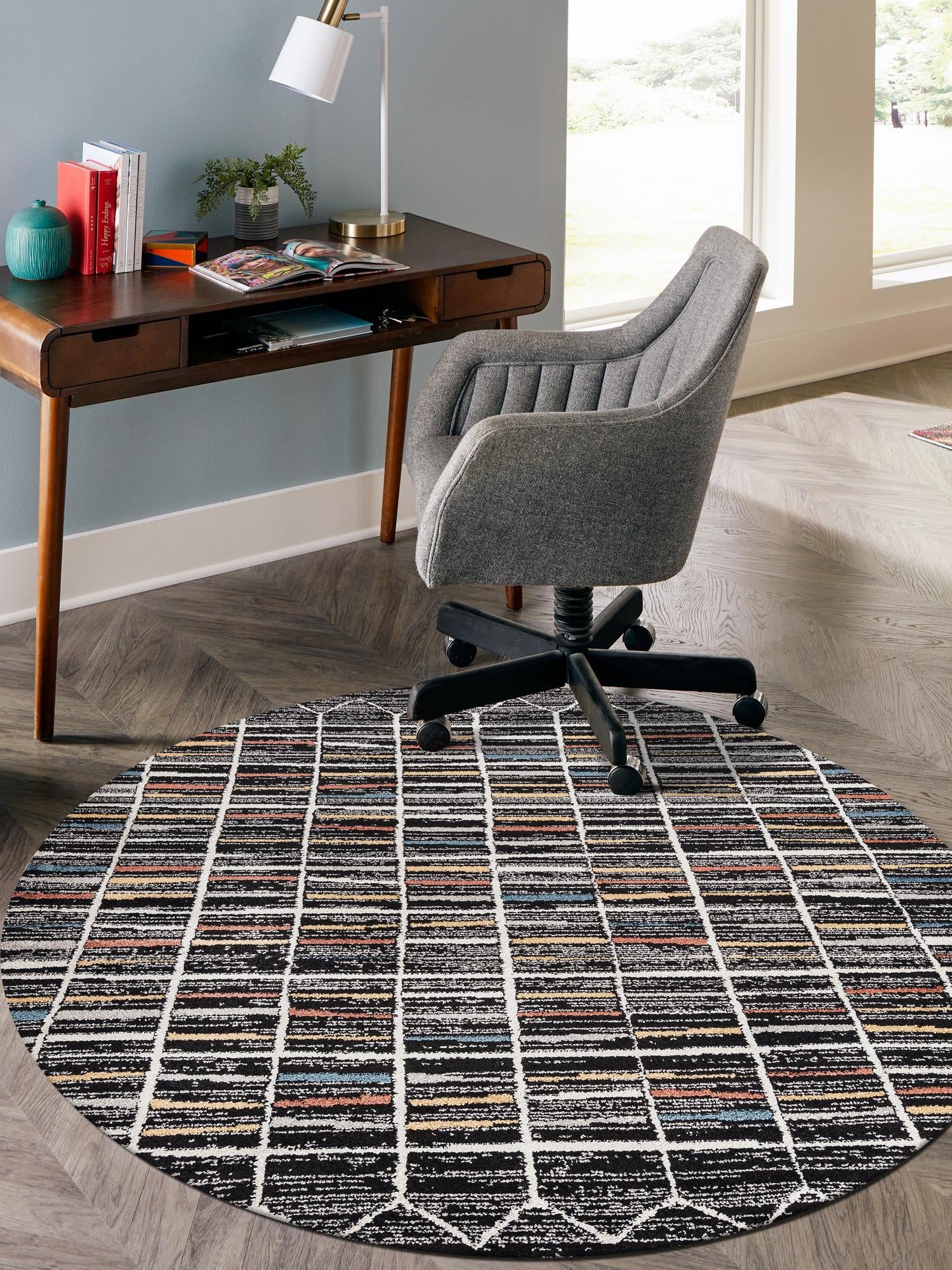 Multicolor 3' 3 x 3' 3 Aramis Round Area Rug Polypropylene With Cotton Backing Easy Clean Living Room Bedroom Dining Office Carpet for Sale at Rug Engine